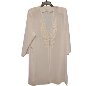 Vintage X-Land Dolce Satin Lace Sheer Women's‎ Overcoat Floral Accents 3XL